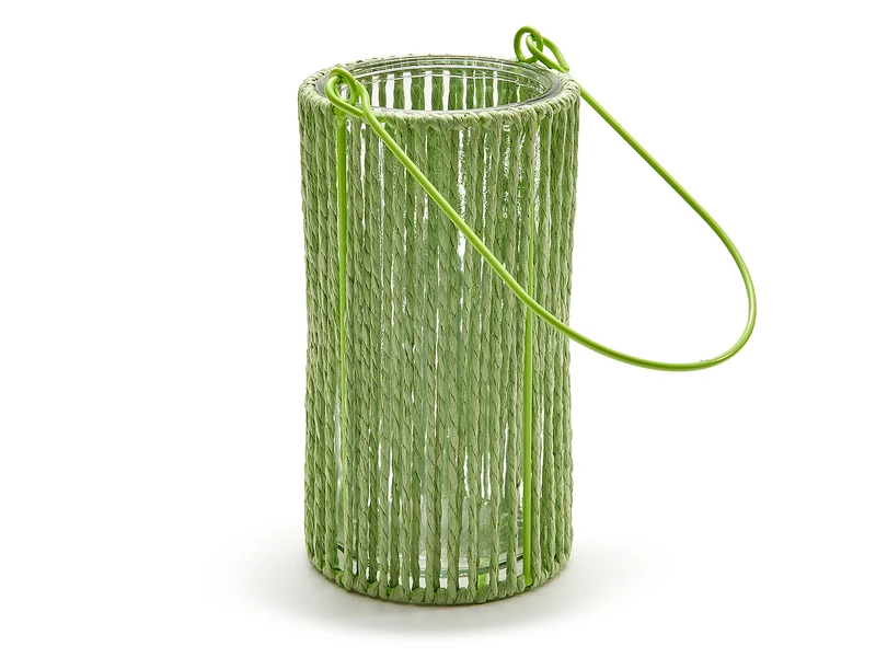 Laterne rund 'Lumière' Matcha-Grün Ø11x20,5cm