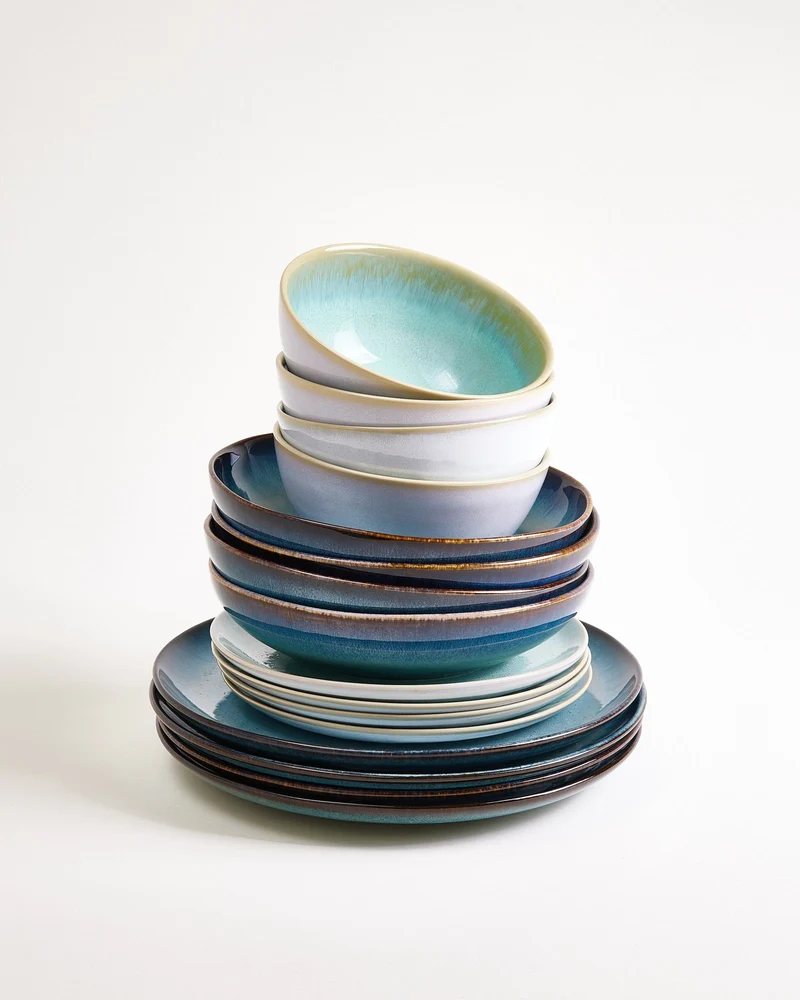 Geschirr-Set Ocean Vibes grünblau mint 16-teilig