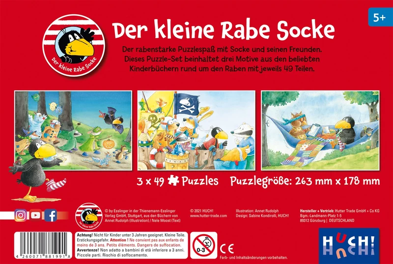 Der kleine Rabe Socke – Puzzle 3 x 49 Teile