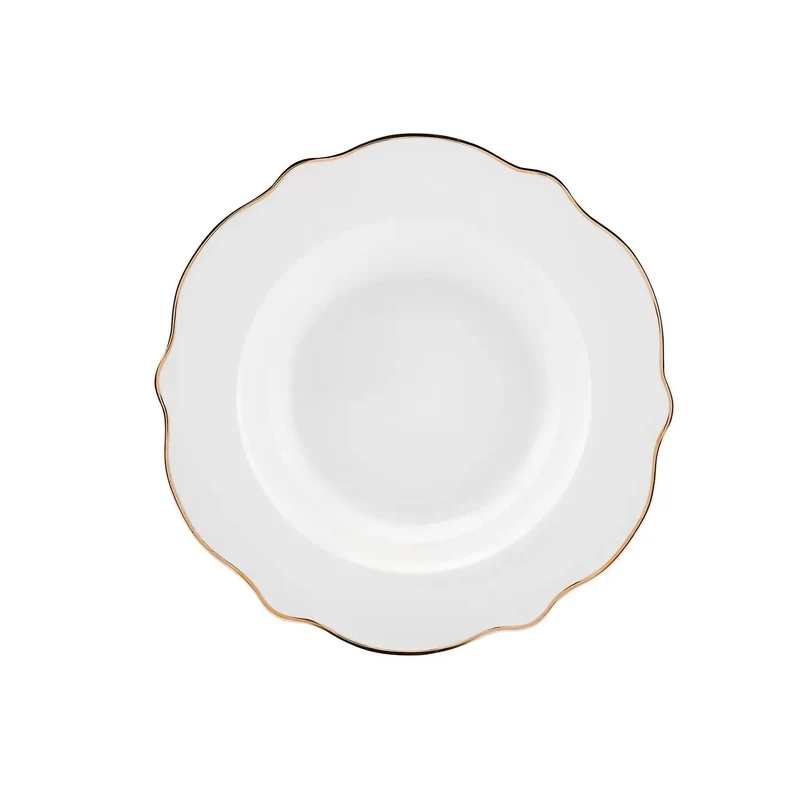 Karaca Daisy Gold Wave Shape tiefe Schüssel 27-teilig 6 Personen Geschirr-Set