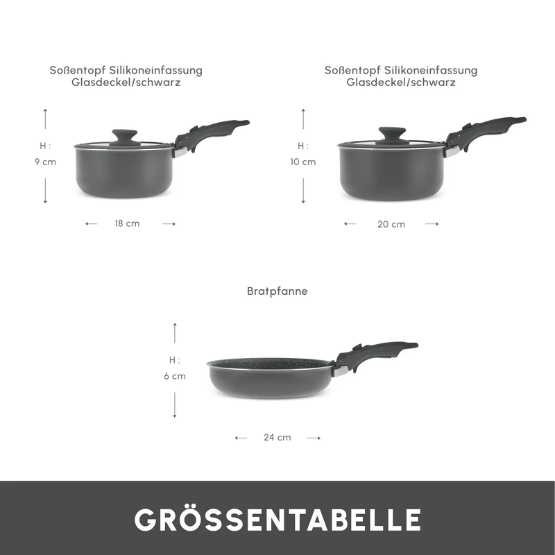 Karaca Comfort 6-teiliges Kochgeschirr-Set mit Abnehmbaren Griffen