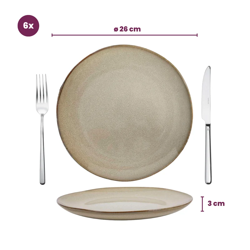 Cookinglife Speiseteller Sabi Beige ø 26 cm - 6 Stück