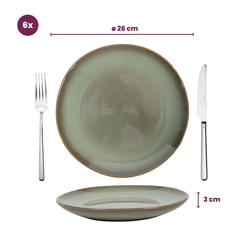 Cookinglife Speiseteller Sabi Grün ø 26 cm - 6 Stück