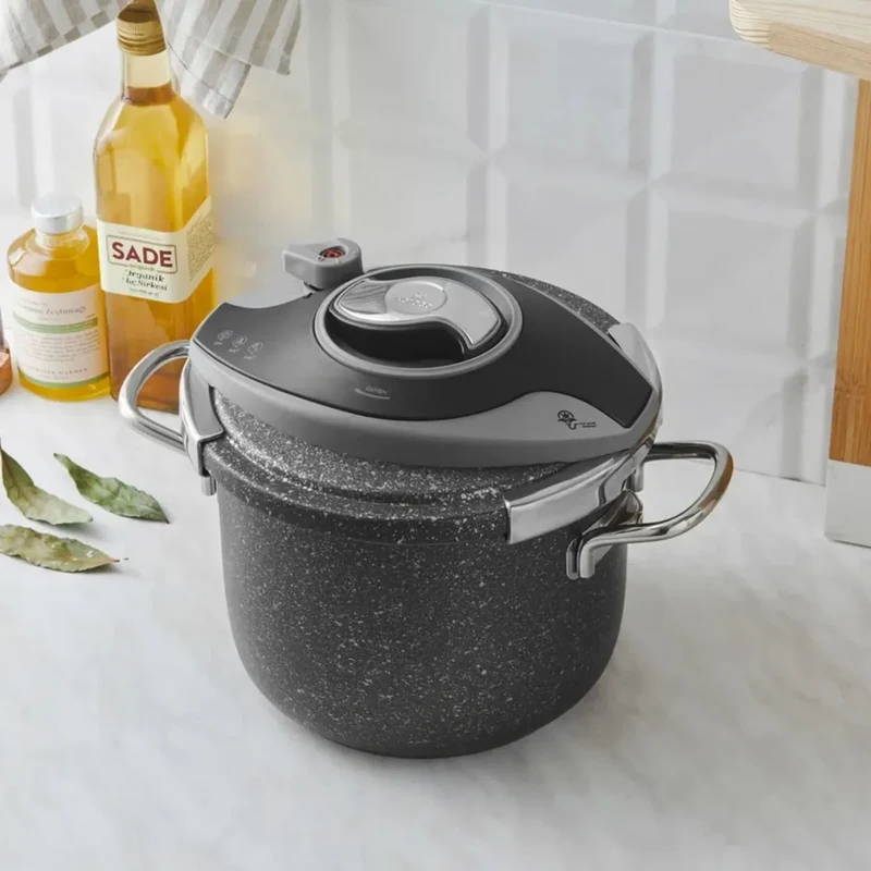 Karaca Biogranit Steel Plus 6 Liter Schnellkochtopf Schwarz