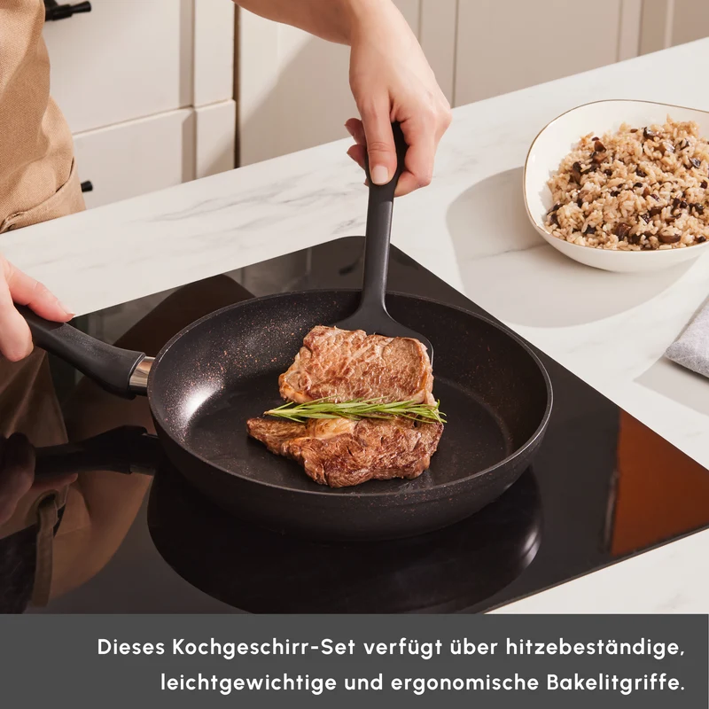 Karaca Biogranit Schwarzgold Induktions-Topfset, 15 Teilig