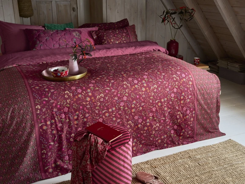 PIP STUDIO Flora Bangalore Bettwäsche dark pink 135x200cm (1 Stück)