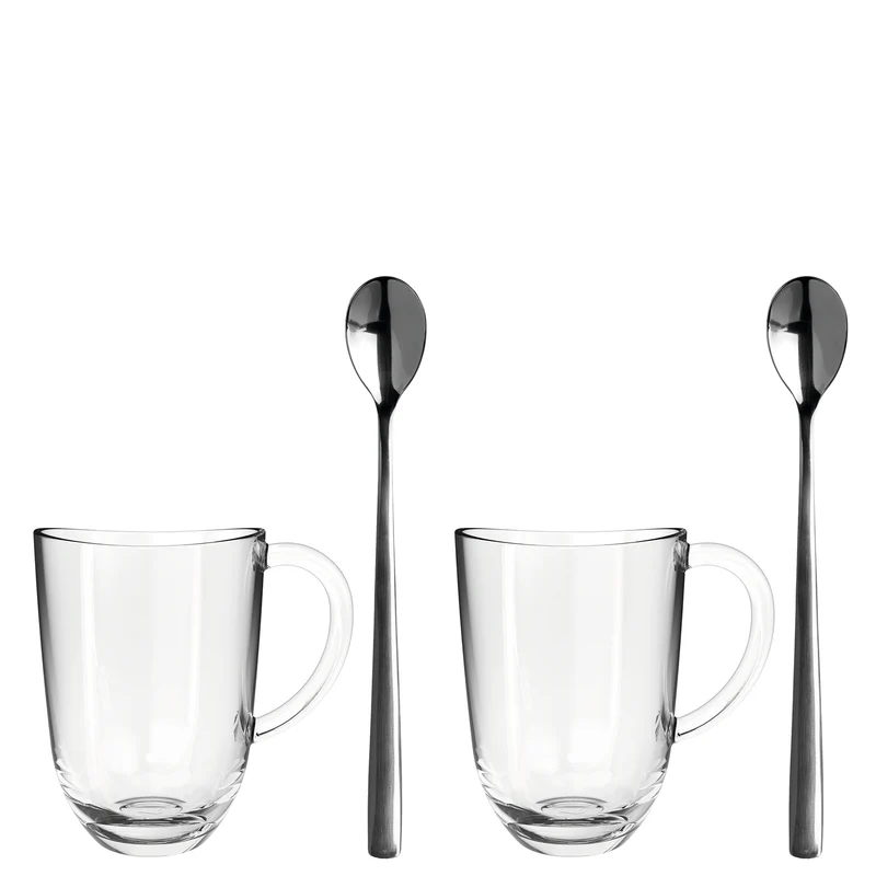 2 Latte Macchiato Tassen NAPOLI 380 ml + 2 Löffel