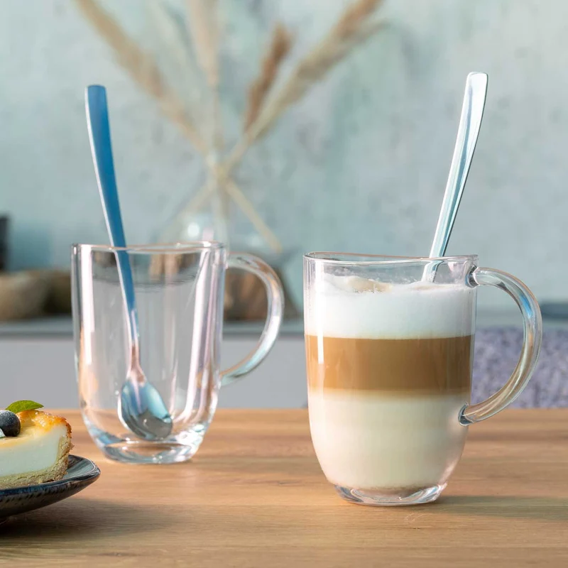 2 Latte Macchiato Tassen NAPOLI 380 ml + 2 Löffel