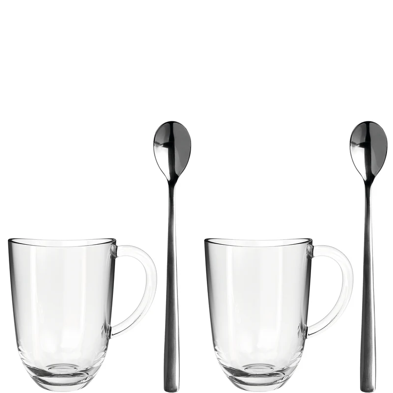 2 Latte Macchiato Tassen NAPOLI 380 ml + 2 Löffel