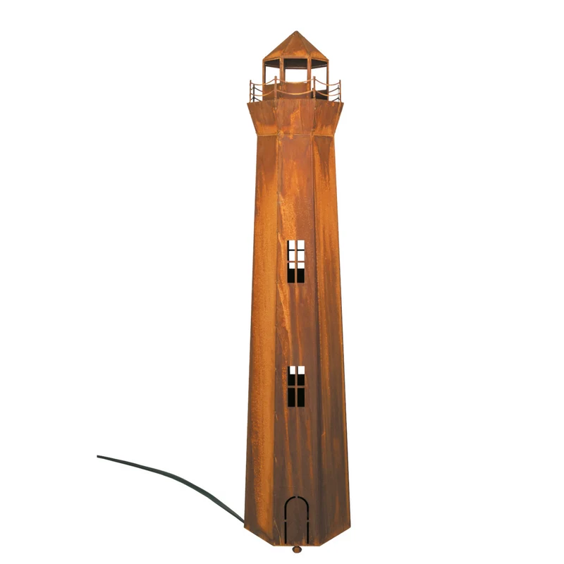Edelrost-Leuchtturm mit Beleuchtungssatz