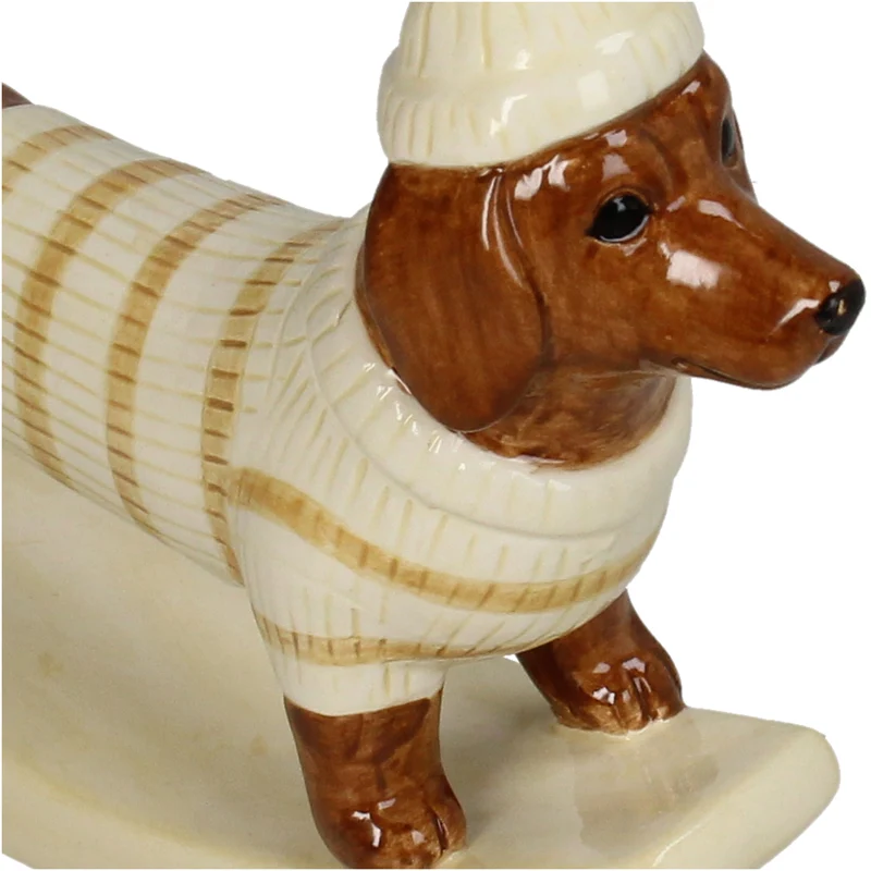 Ornament Rocking Dachshund Dolomite Brown 17x5.5x14cm