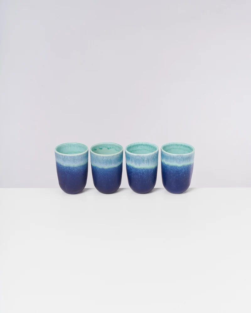 Copa Alto Becher groß türkis dunkelblau 4er-Set