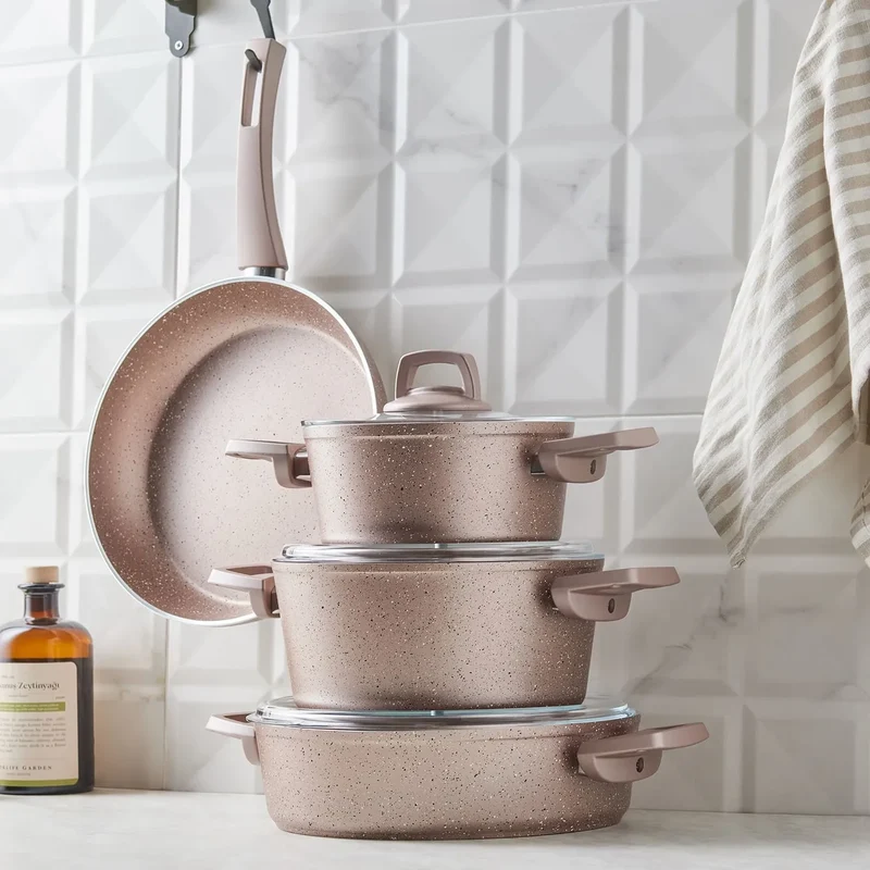 Karaca Biogranit Antik Rose Induktion Kochtopfset, 7-teiliges