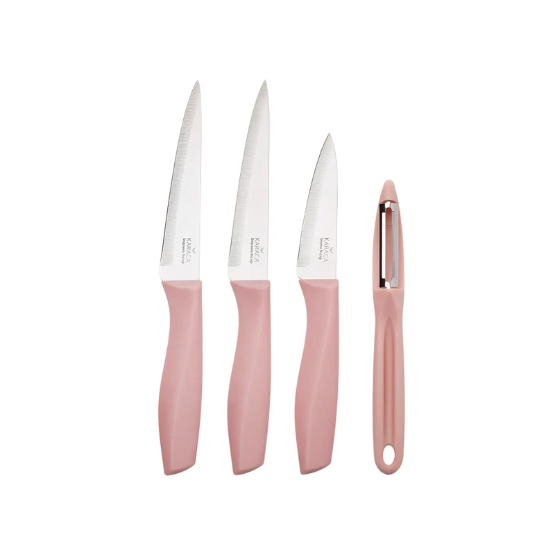 Karaca Biogranit Stella Pink 11-teiliges Kochtopfset mit Messerset