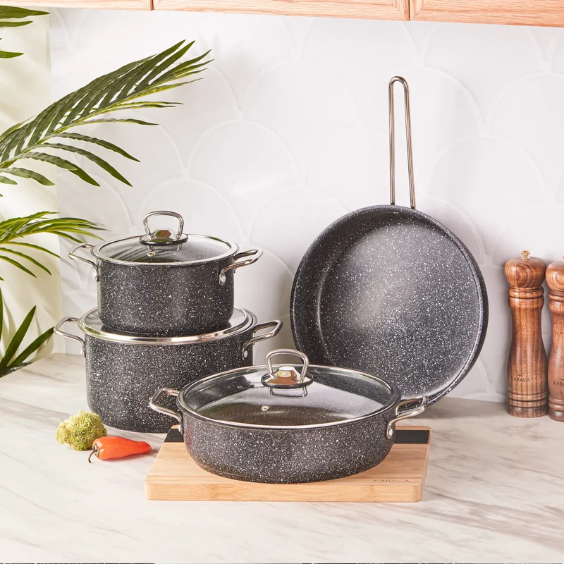 Karaca Biogranit Steel Plus 7-teiliges Kochtopfset Schwarz