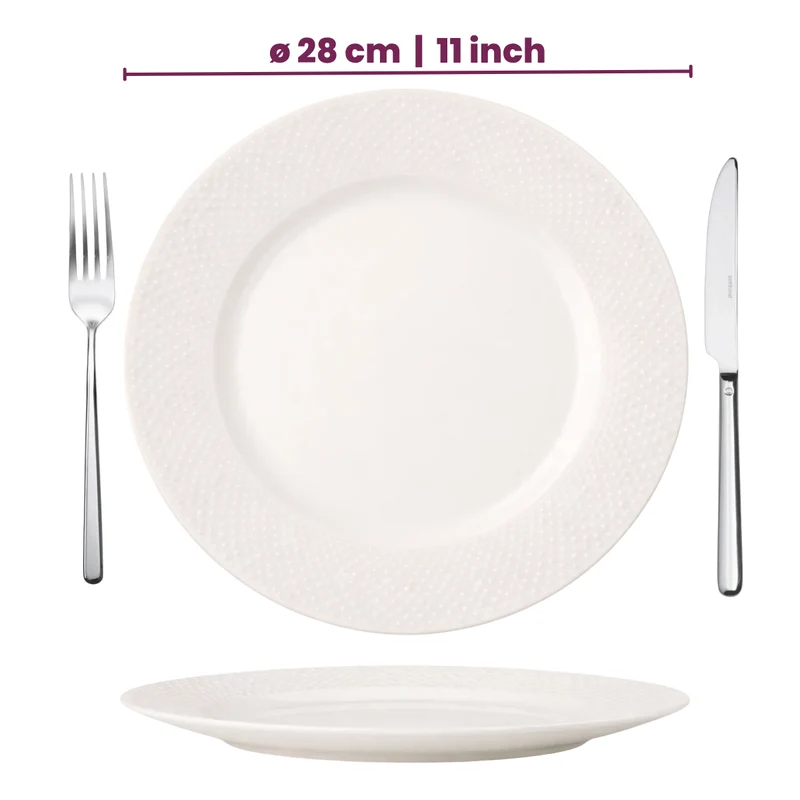 Cookinglife CampVibe Speiseteller – Outdoor – Kunststoff – Unzerbrechlich – Weiß, Ø 28 cm – 4er-Set