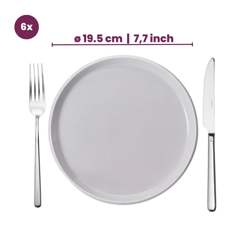Cookinglife Frühstücksteller / Dessertteller Siaki - Weiß / Blau / Grau ø 19 cm - Porzellan - 6 Stück