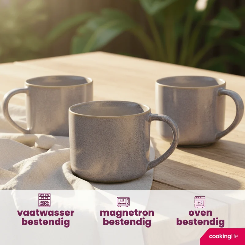 Cookinglife Kaffeetassen Serene Blue 330 ml – Steingut – 4 Stück