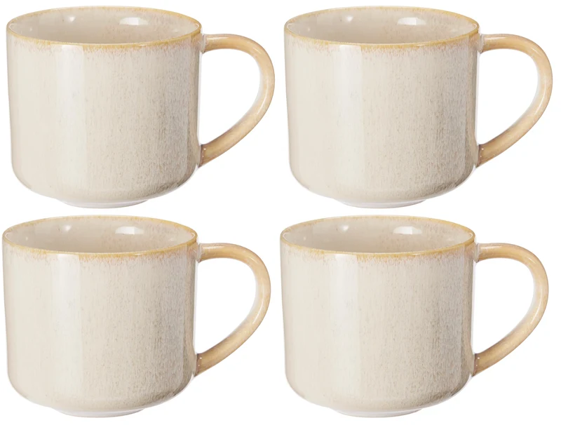 Cookinglife Kaffeetassen Serene Sand 330 ml – Steingut – 4 Stück