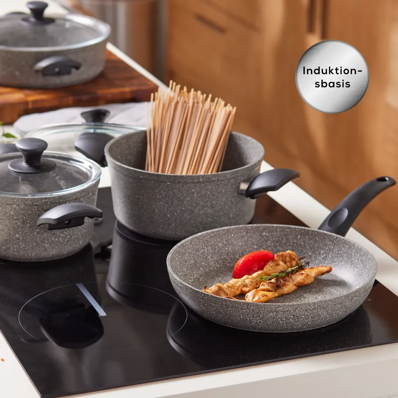 Karaca Biogranit Grau Neu Induktions Topfset, 7-teiliges