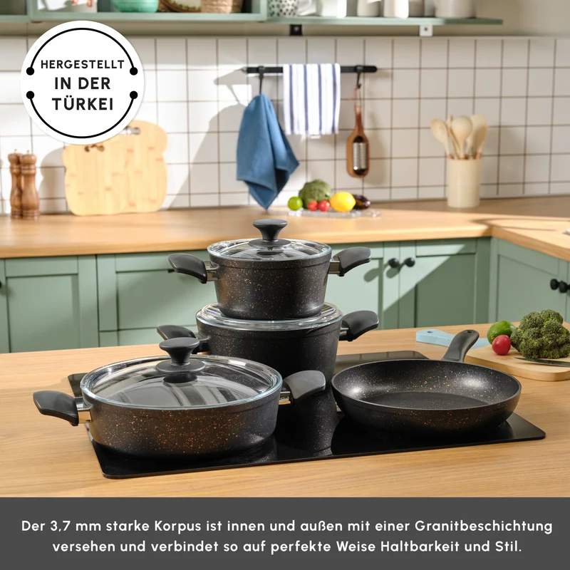 Karaca Biogranit Blackgold V1 7-teiliges Kochgeschirr-Set
