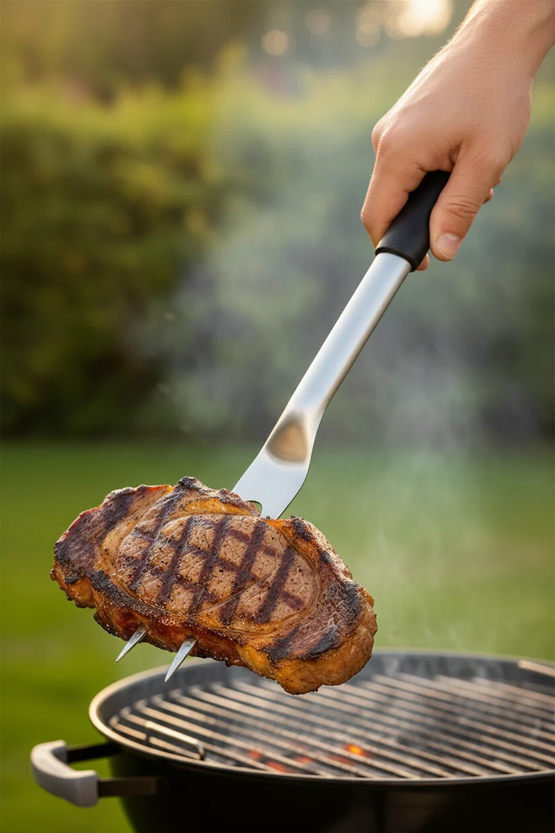 Cookinglife BBQ Gabel Fire & Flavour RVS 42 cm - Grillgabel für Fleisch und Gemüse