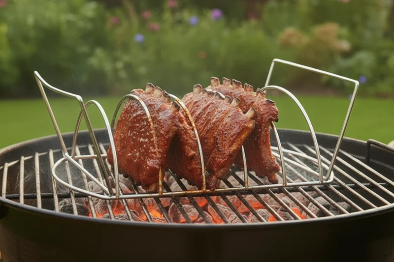 Cookinglife BBQ Sparerib Rack Fire & Flavour - Hitzebeständiger Stahl - Grillen von Fleisch und Geflügel