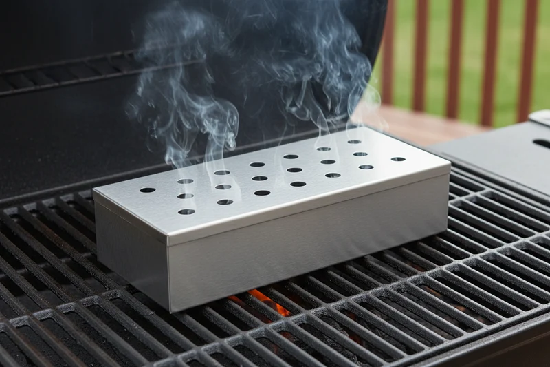 Cookinglife Räucherbox Feuer & Geschmack Edelstahl 25 cm - Räucherbox für Grill und BBQ