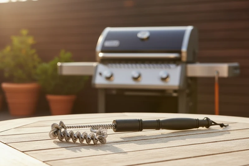 Cookinglife Grillreinigungsbürste Fire & Flavour Edelstahl 40 cm – Reinigungsbürste mit schwarzem Griff