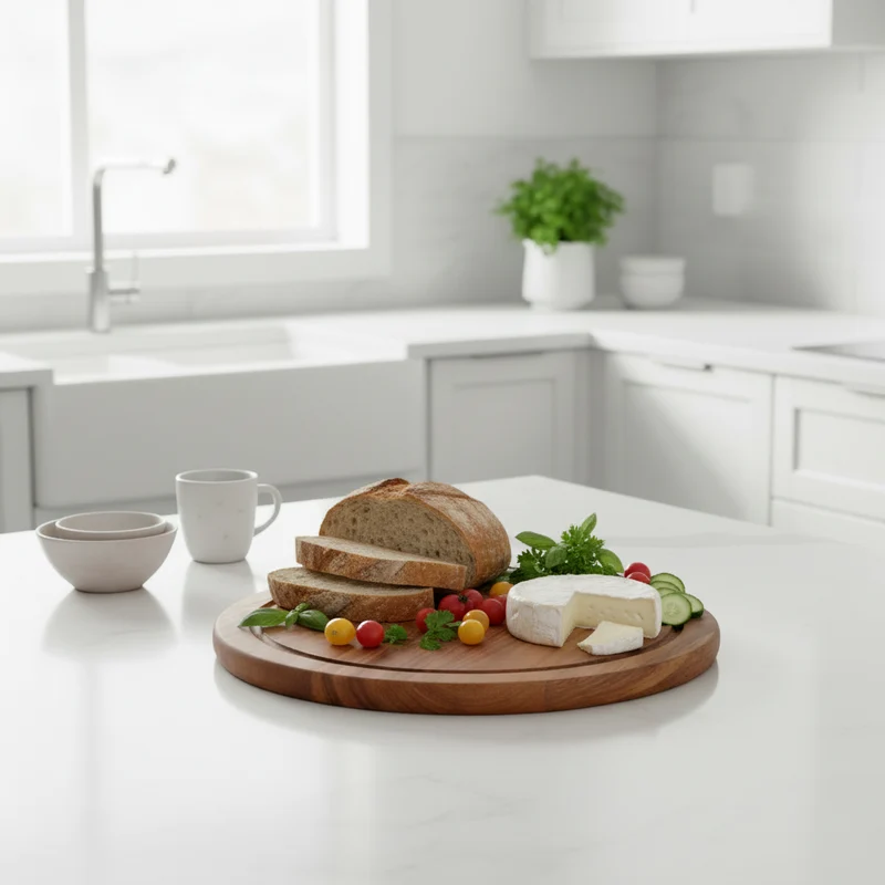 Cookinglife Schneidebrett Holz Akazie Pure Wood Ø 25 cm - Mit Saftgrube - Küche Schneiden