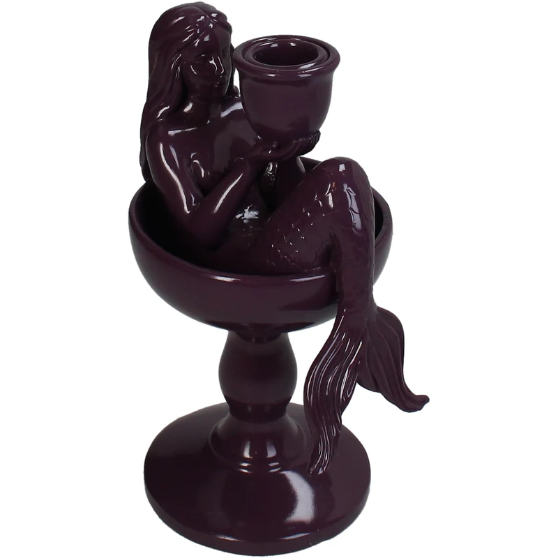 Candle Stick Mermaid Polyresin Purple 12x9.5x19.5cm