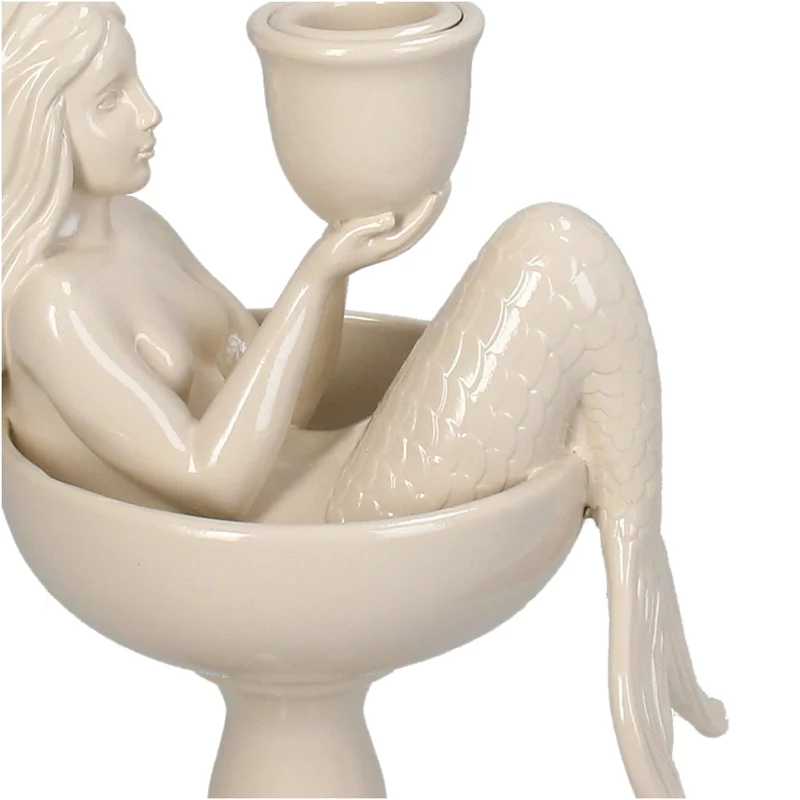 Candle Stick Mermaid Polyresin Beige 12x9.5x19.5cm