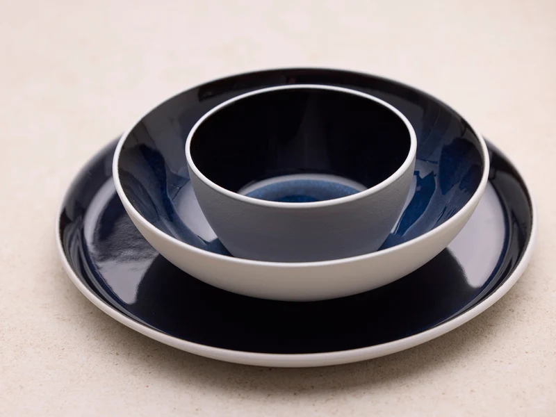 Bitz Gastro Teller weiß/dunkelblau 21cm