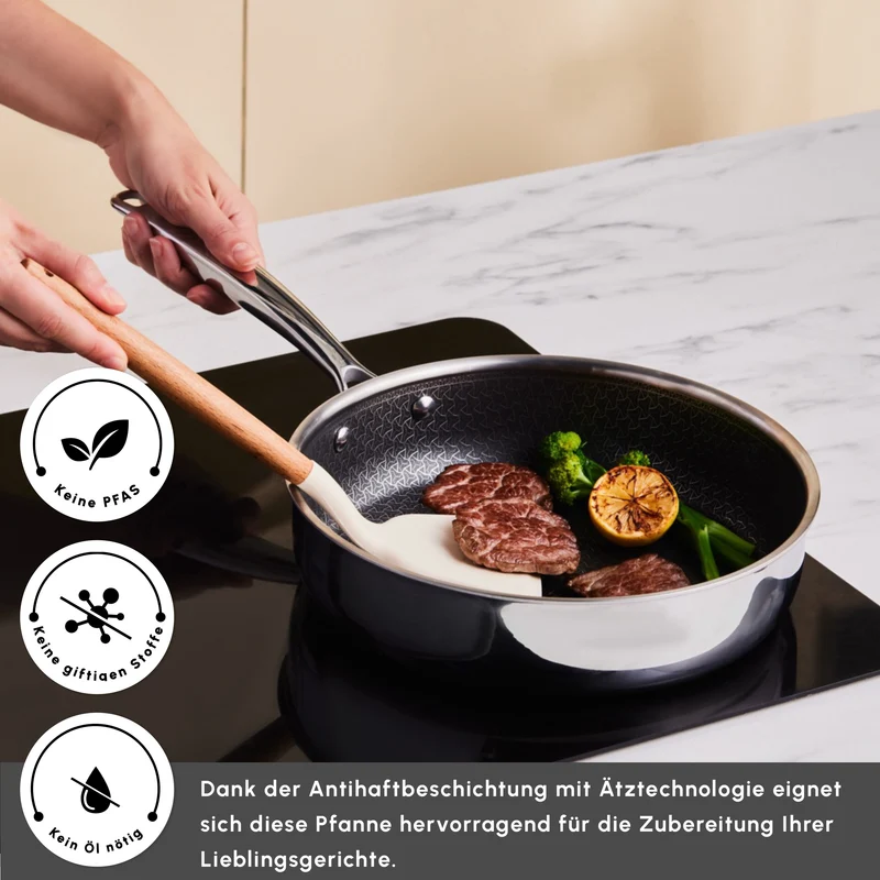 Karaca 3Ply Edelstahl Sparkle 7-teiliges Antihaft-Induktions-Kochgeschirr-Set, Silber