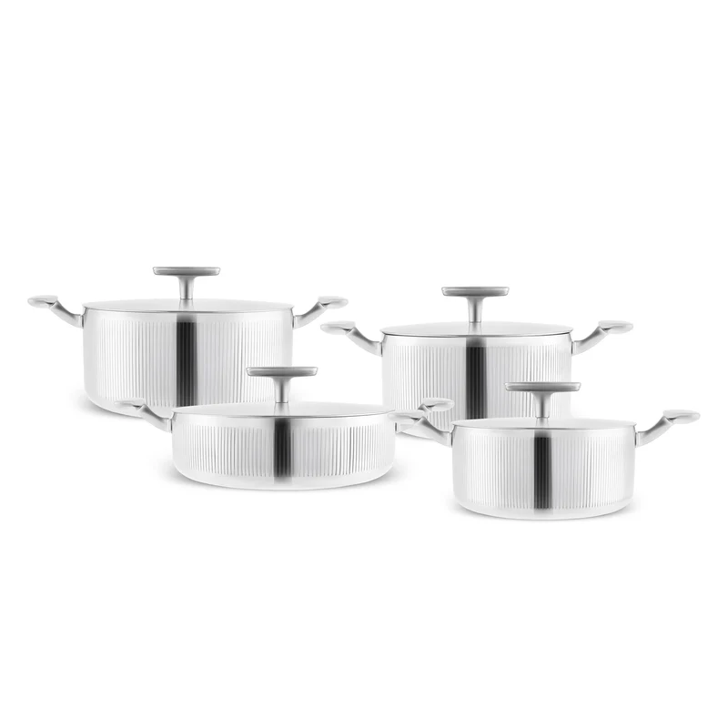 Karaca 3 Ply Rimova Flat Lid 8 Teilig Kochgeschirr Set