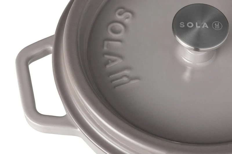 Sola Bräter mit Deckel Gusseisen - Grau - ø 24 cm / 3.2 Liter - Emaillierte Antihaftbeschichtung