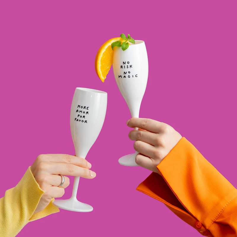 Glas mit Druck CHEERS No. 1 NO RISK NO MAGIC