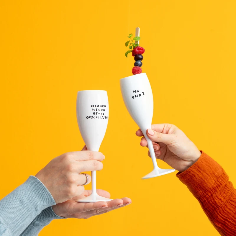 Glas mit Druck CHEERS No. 1 MORGEN WEGEN HEUTE GESCHLOS