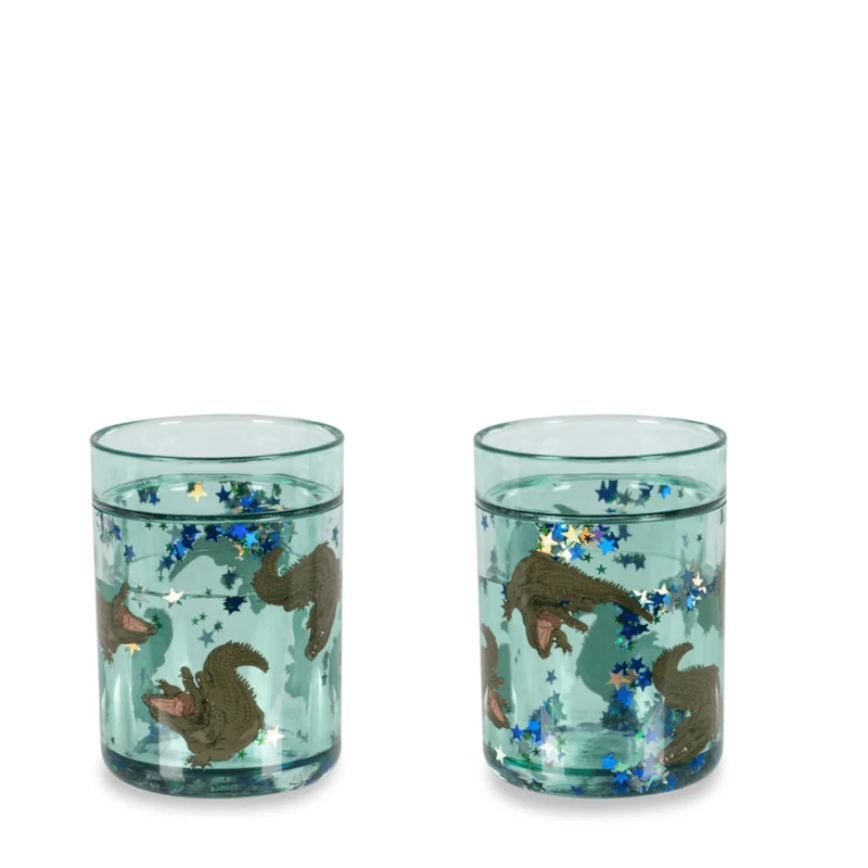 Glitzerbecher 2er Set Crocodile