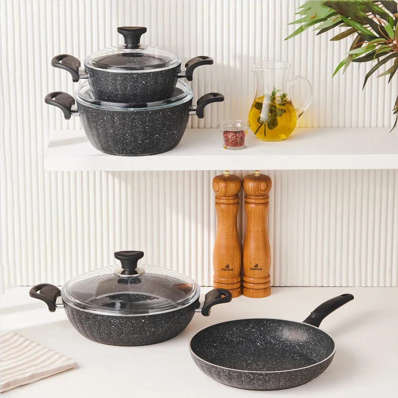 Cookplus Biogranit Dream 7-teiliges Kochgeschirr-Set Schwarz