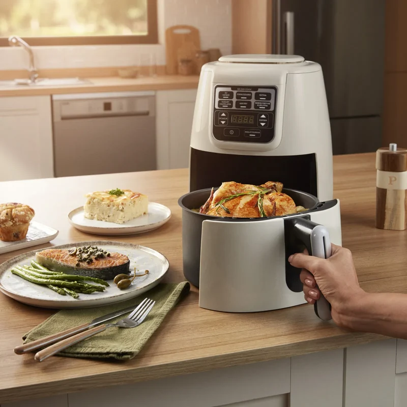 Karaca Air Cook XL 2 in 1 Heißluftfritteuse Starlight, 4L, 1550W