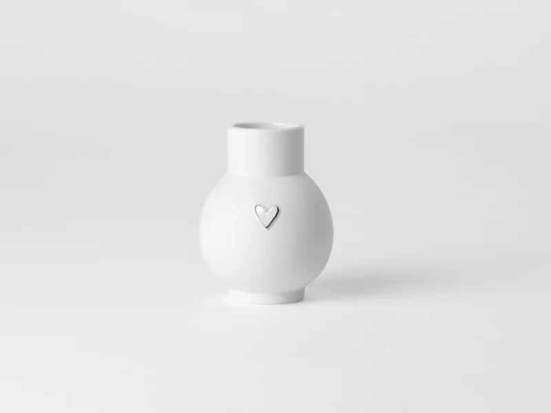 räder Mini-Kugelvase Herz silber weiß 9cm