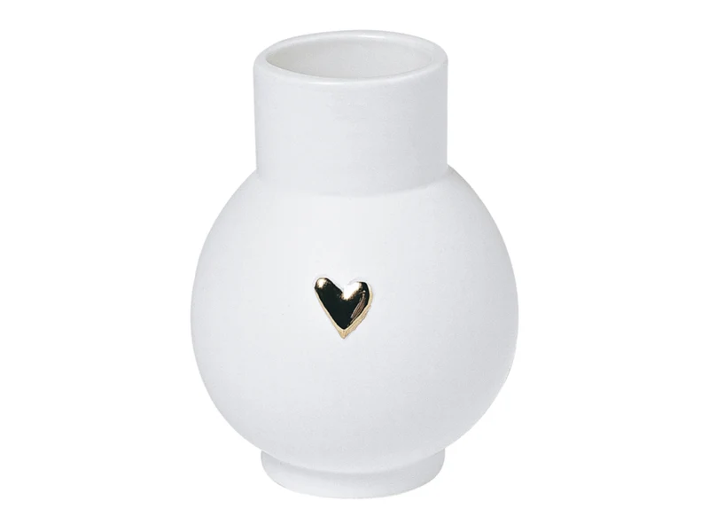 räder Mini-Kugelvase Herz gold weiß 9cm