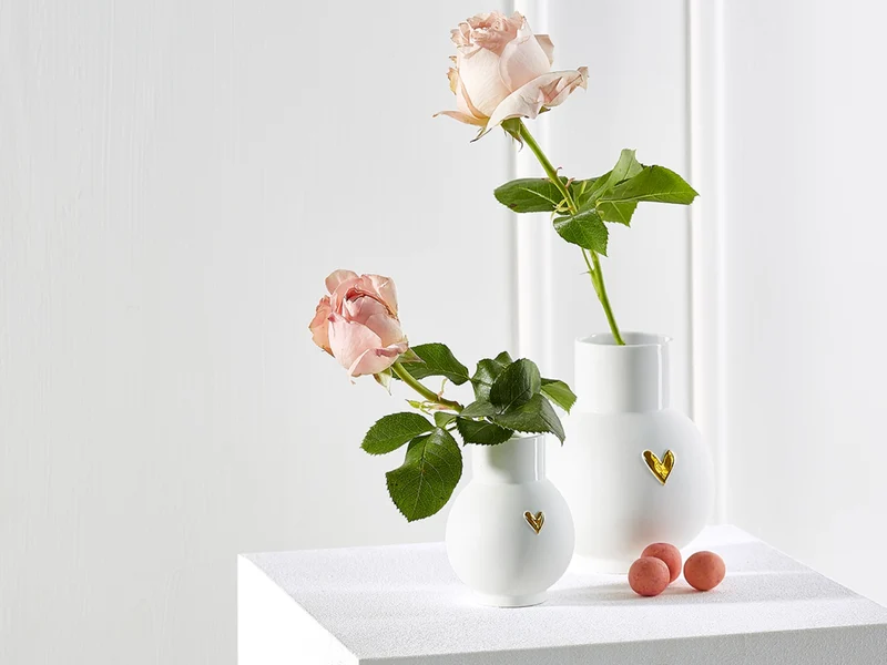 räder Mini-Kugelvase Herz gold weiß 9cm