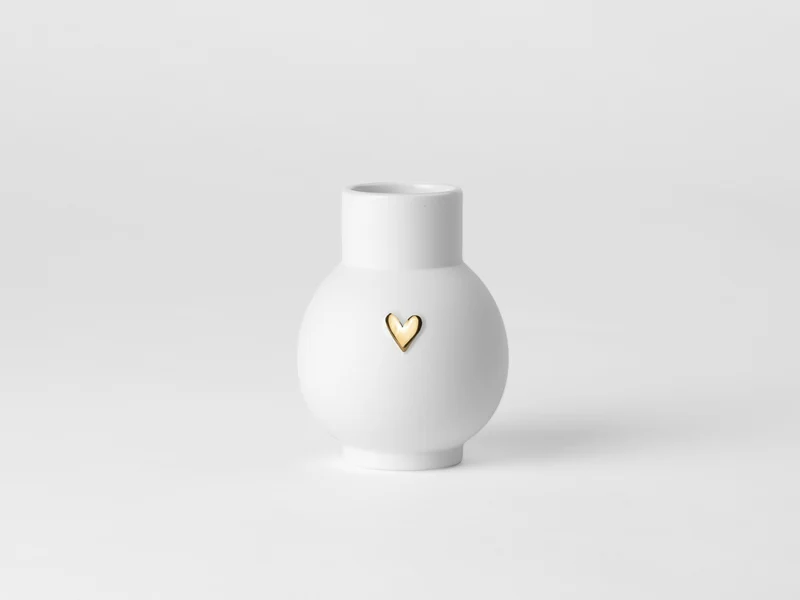 räder Mini-Kugelvase Herz gold weiß 9cm