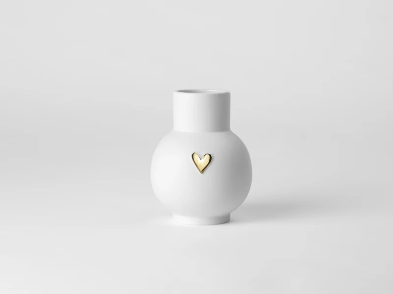 räder Kugelvase Herz gold weiß 13cm