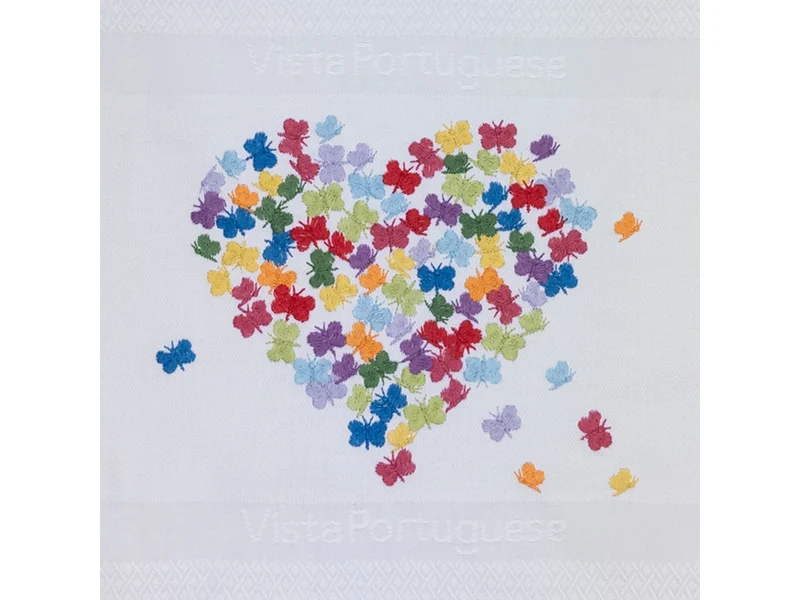 Vista Portuguese Geschirrtuch Heart of Butterfly weiß 50x70cm