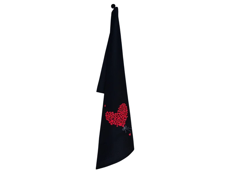 Vista Portuguese Geschirrtuch Flying Heart schwarz 50x70cm