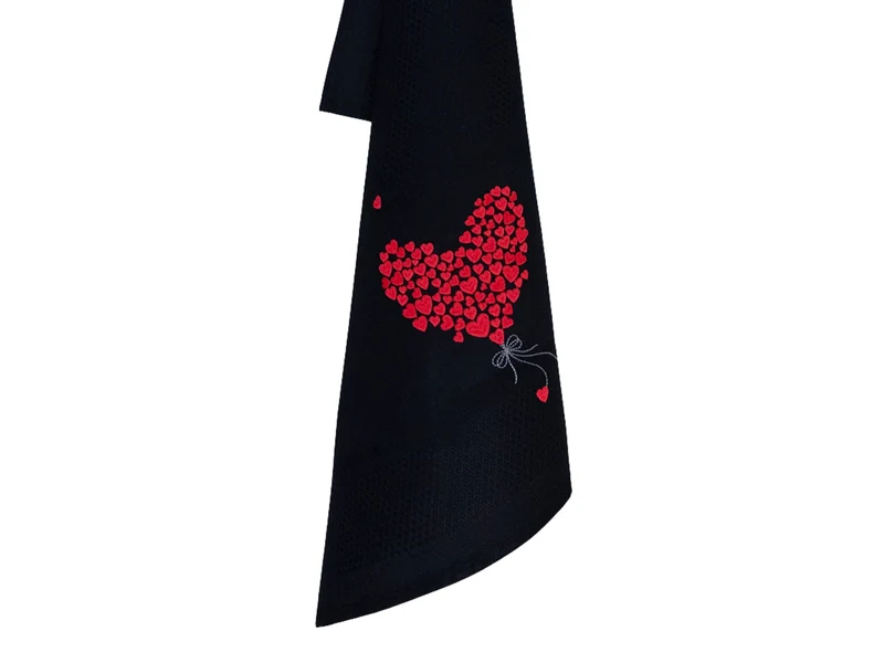 Vista Portuguese Geschirrtuch Flying Heart schwarz 50x70cm