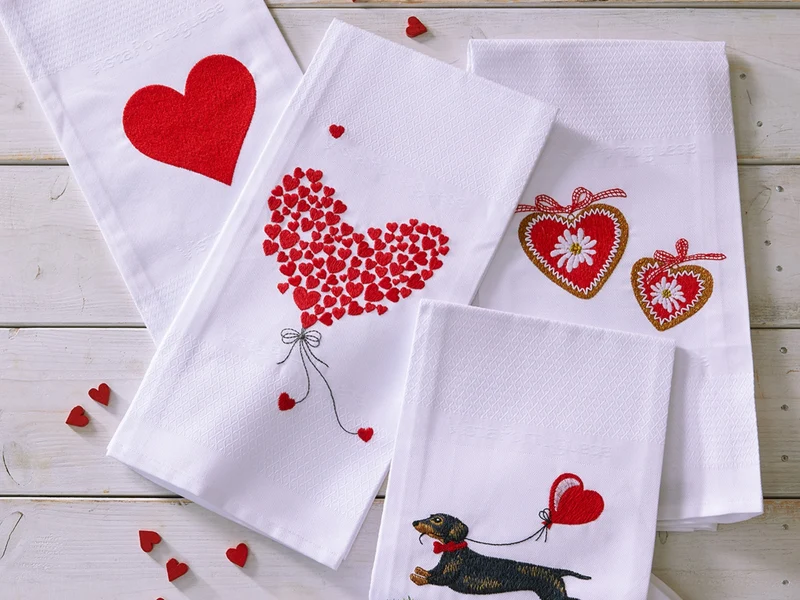 Vista Portuguese Geschirrtuch Flying Heart weiß 50x70cm